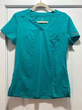 Med Couture Teal V-Neck Scrub Top - Women